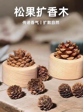 松果扩香木摆件无火香薰扩散器室内持久留香车载香薰摆件香气挥发