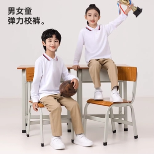 儿童卡其色校服裤子男童休闲西裤藏青色女童春秋小学生中大童长裤