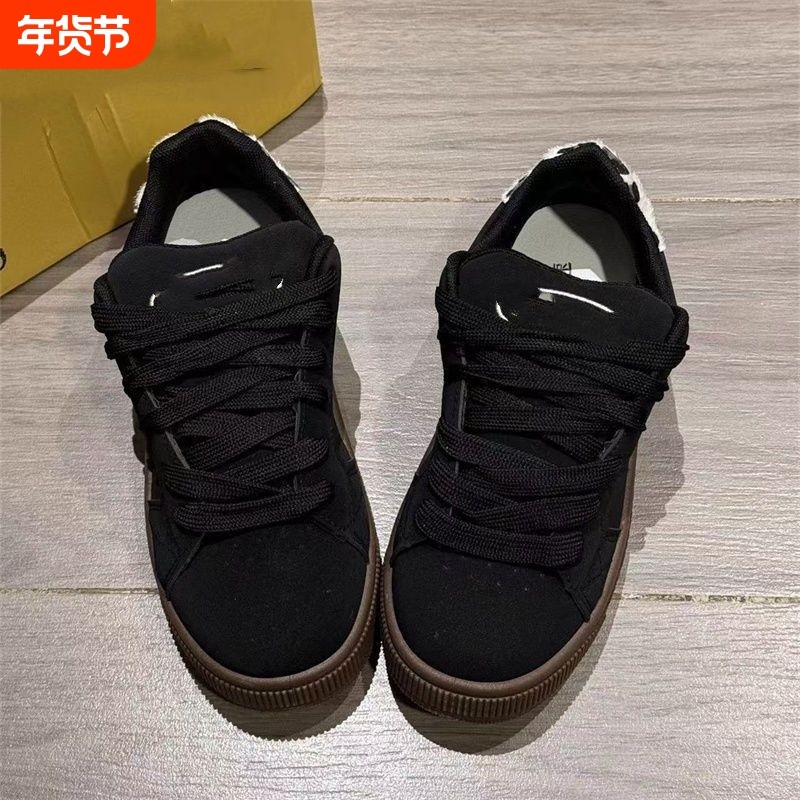 35-43码黑色豹纹字母底面包鞋女翻毛皮美式复古板鞋透气休闲圆头,女鞋,休闲板鞋,淘宝优惠券,粉丝福利购,淘宝优惠卷