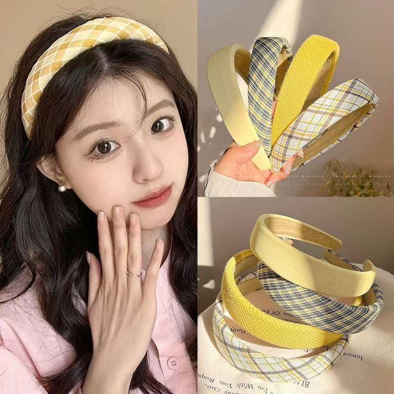 洋气发箍正版女多巴胺爆款韩系简约轻奢头箍化妆时尚细款甜美格纹