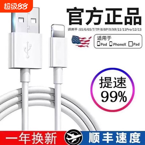 苹果充电线数据线适用iPhone16/17/15promax正品141317器头PD30w手机11/XR快充8p车载iPad平板12闪充2米原7装
