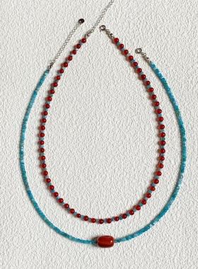 繁花~复古氛围感锁骨链女红蓝串珠ins小众设计气质颈链项链