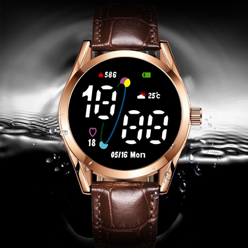 新款LED夜光圆形电子手表时尚