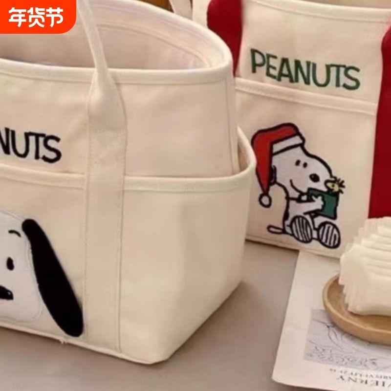 帆布兔年兔子刺绣包可爱妈妈外出手拎包便当包上班族手提小包通勤