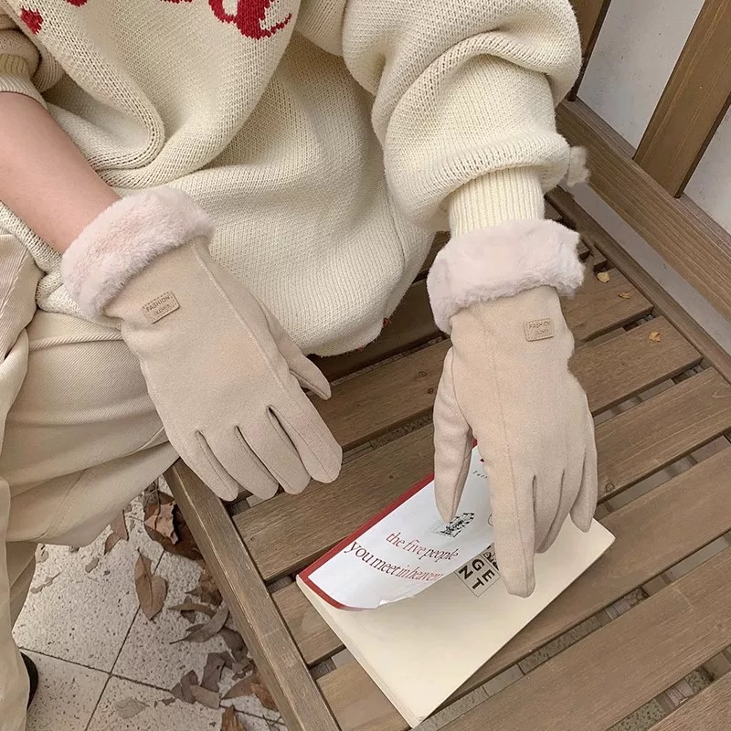 手套冬天女士可爱加绒加厚保暖触屏骑行滑雪棉秋冬季骑车御寒防风