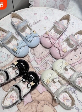 [全款现货]大薇家新款小熊奶芙小低跟圆头可爱风洛丽塔日常蝴蝶结