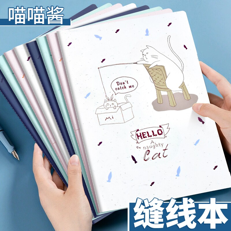 白雪学生专用考研练习本日记本A5软抄本作业本简约记事本笔记本子ins文艺精致记事本缝线本加厚A5车线本横线