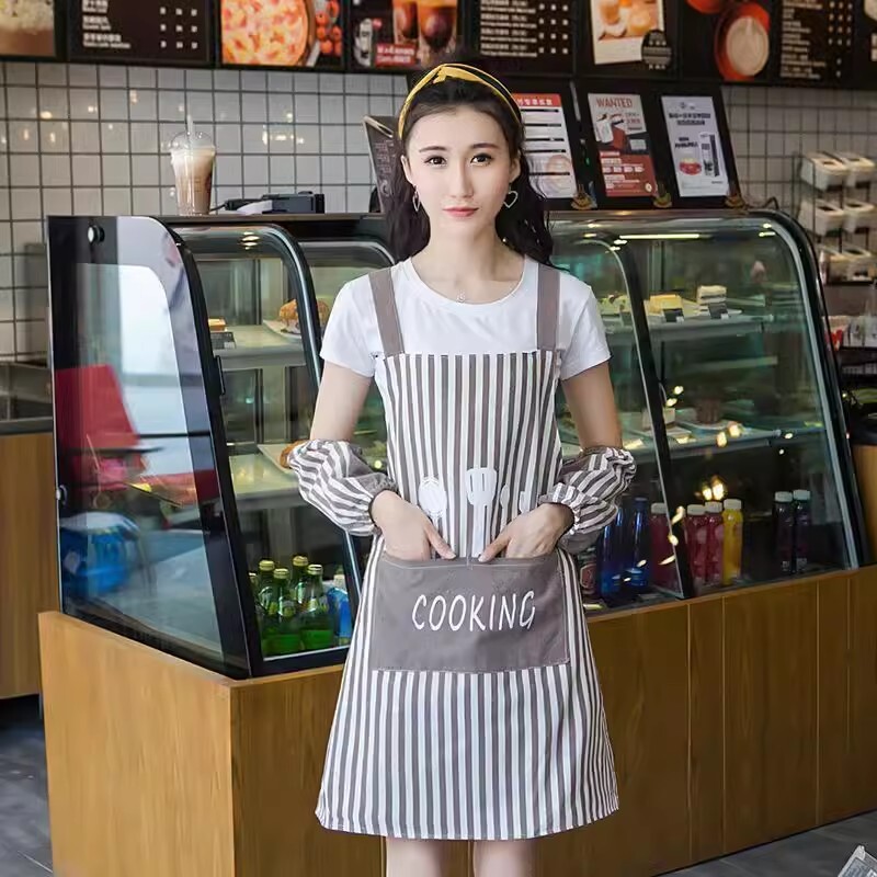 围裙厨房家用防水防油女网红同款做饭带袖套薄罩衣2025新款工作服