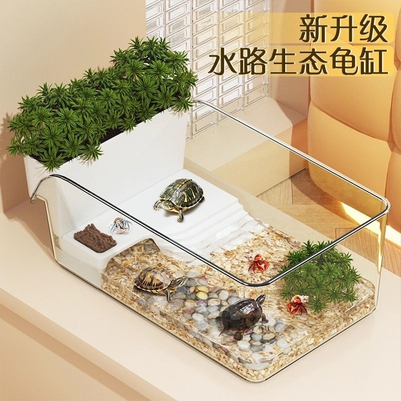 乌龟饲养缸生态造景家用小型豪华爬台养巴西龟缸专用箱小鱼缸客厅