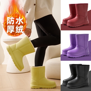 加绒雨鞋女新款雪地靴eva厚底冬季保暖防水防滑外穿中筒水鞋棉鞋