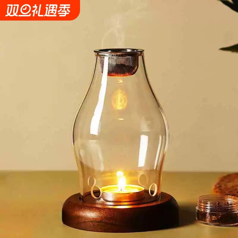 天然沉香原木碎料香薰炉蜡烛灯隔火熏香炉家用室内安神助眠香薰灯