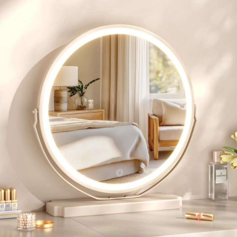 智能led化妆镜带灯台式桌面家用女生卧室梳妆台镜子ins大号梳妆