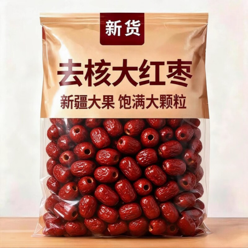 新货】去核红枣新疆特产若羌去核灰枣免洗干货枣煲汤煮粥零食干果