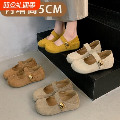 内增高厚底勃肯鞋玛丽珍单鞋女2025新款夏秋季配裙子豆豆鞋博肯鞋