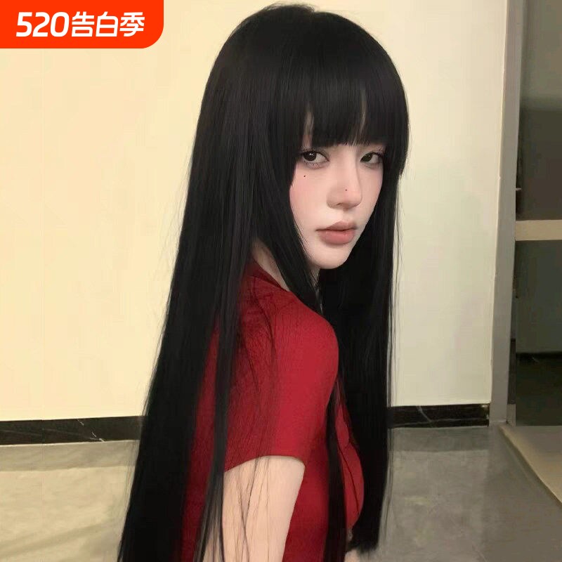 假发女长发齐刘海黑长直发全头套自然仿真发时尚jk蓬松日常假发套