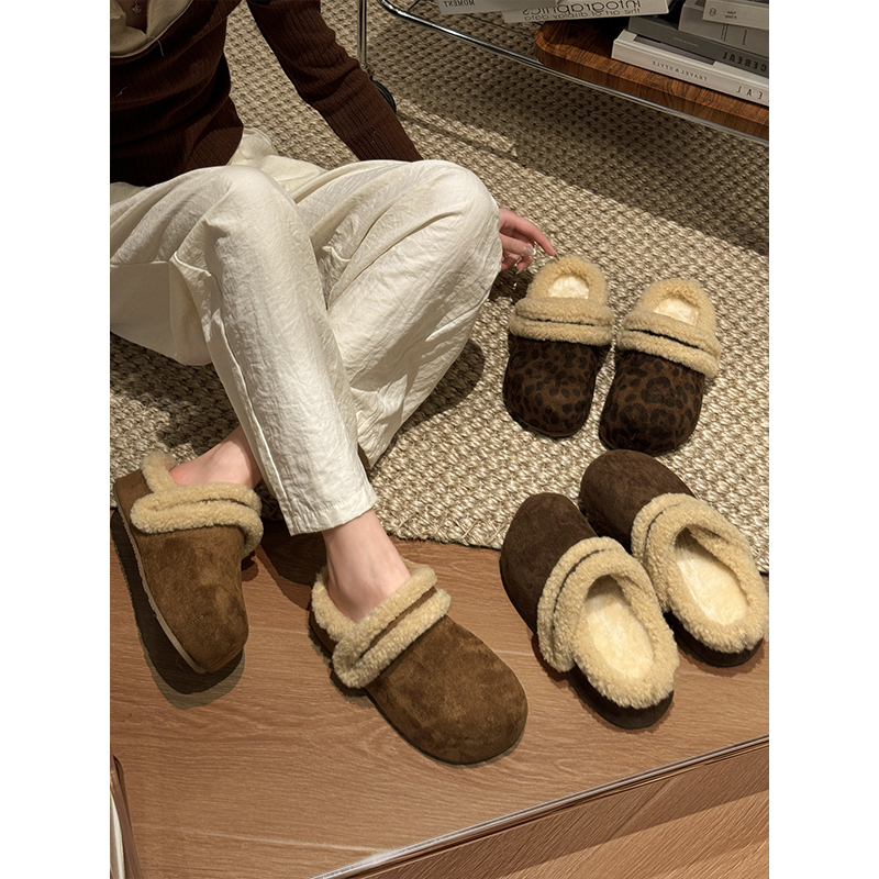 贾不假勃肯鞋女款2025新款秋冬季时尚洋气百搭毛茸茸爆款毛毛半拖