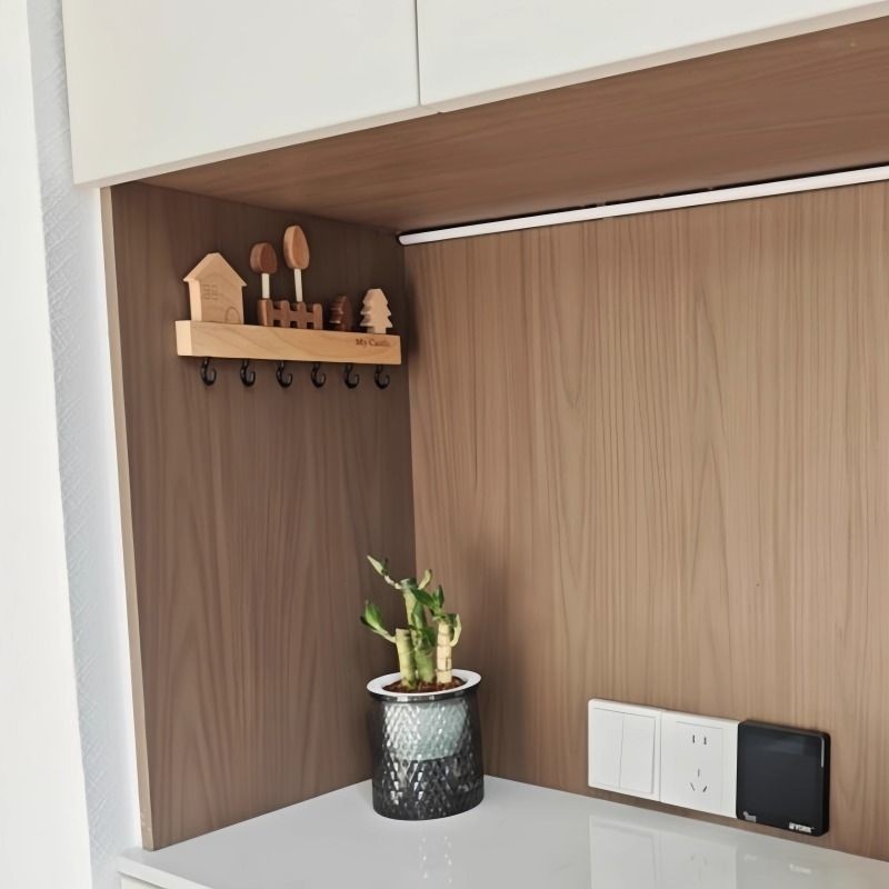 免打孔创意钥匙挂钩墙上榉木玄关装饰收纳架壁挂式进门口挂墙墙面