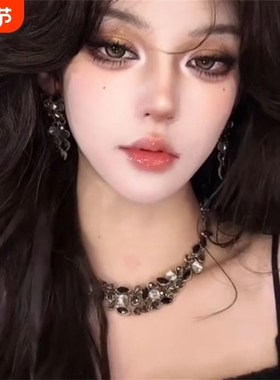 zoozmomo欧美夸张黑色锆石项链女2025新款轻奢小众高级感锁骨链潮