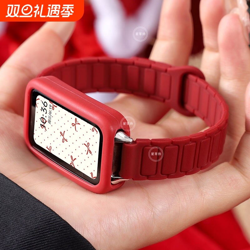 马年红适用华为手环10NFC表带红色拼色搭配huawei ban