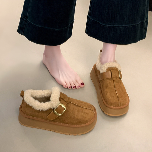 厚底加绒豆豆勃肯鞋女保暖雪地靴2025新款冬季女款鞋子一脚蹬棉鞋