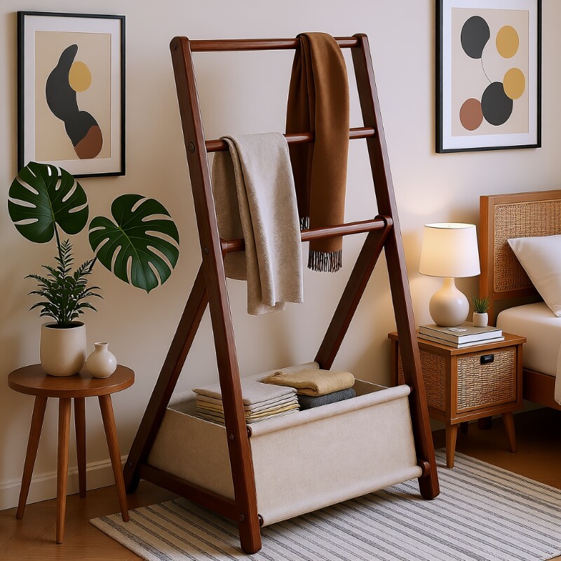 挂衣架落地卧室家用房间室内双杆晾晒衣服架子可移动多功能衣帽架