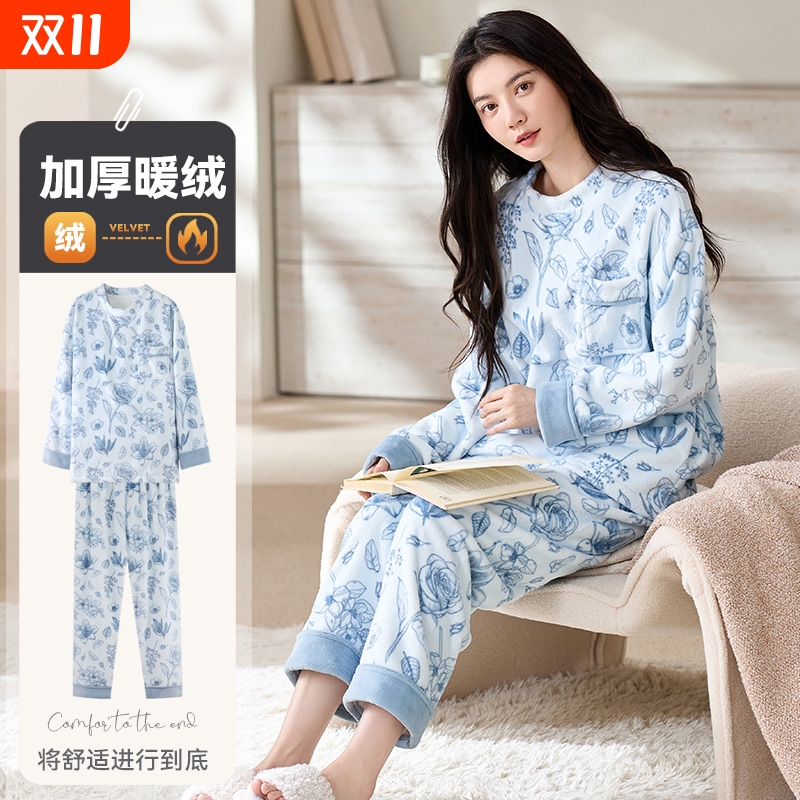 帕兰朵加绒开衫睡衣女秋冬季加厚羊毛德绒保暖冬天珊瑚绒家居服