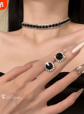【时髦精致】法式小香风闪钻项链高颜值精致晚礼服配饰锁骨链套装