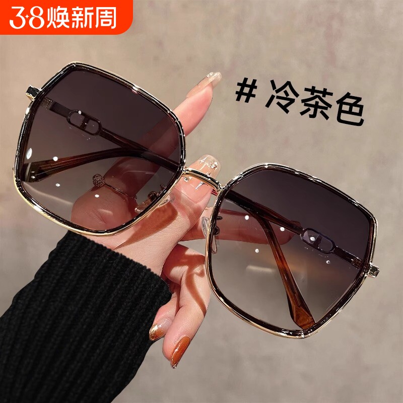 墨镜女款2025新款大框偏光适合方圆脸闪粉设计太阳镜防晒防紫外线