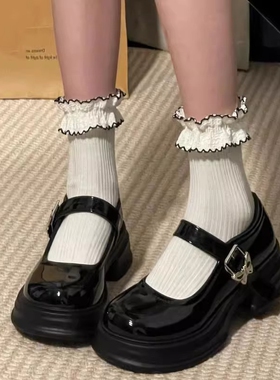 玛丽珍小皮鞋黑色百搭日系厚底女2025夏季新款法式鞋子中跟圆头