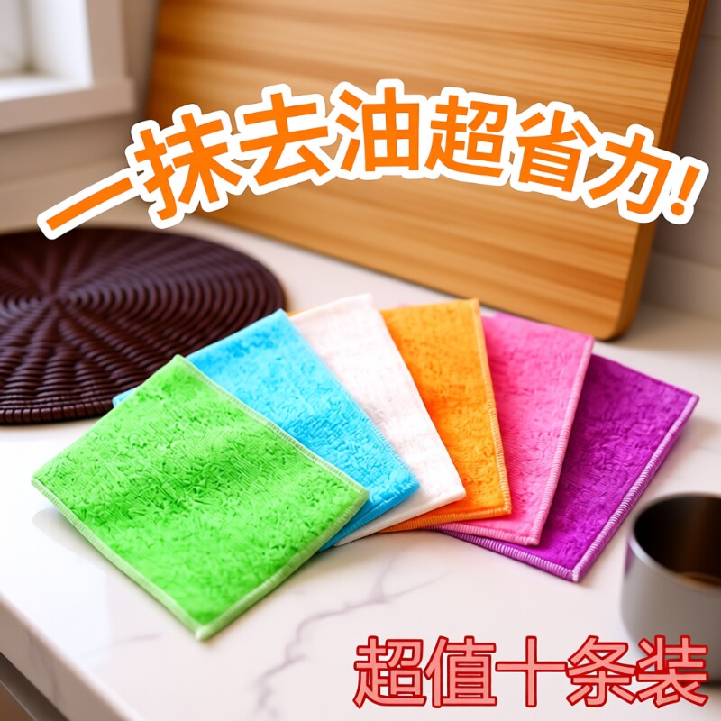 加厚竹纤维吸水不掉毛不沾油洗碗巾厨房抹布清洁巾百洁布碗布去油