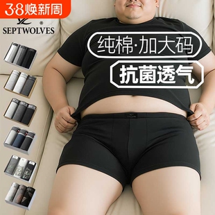 七匹狼男士纯棉加大码内裤加肥平角裤全棉短裤头胖子抗菌打底裤衩