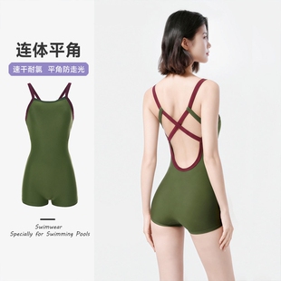 泳衣女新款连体平角游泳衣小胸显瘦游泳馆专用竞速高级感带胸垫