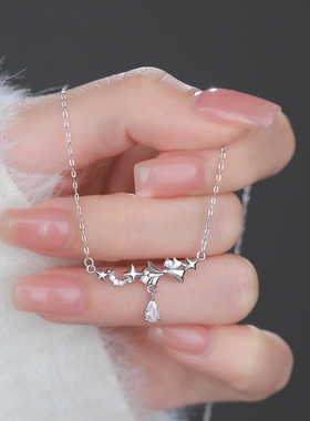S999足银星月蝴蝶结锁骨链