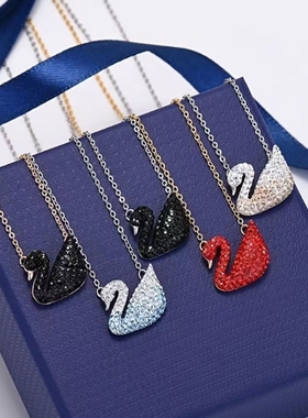 黑天鹅水晶渐变锁骨项链轻奢吊坠小天鹅颈链不掉色送女友礼物饰品