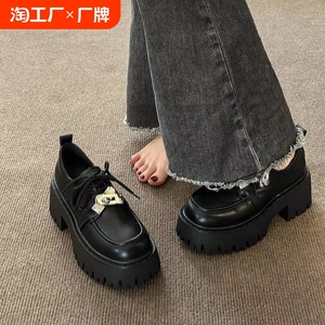 法式高跟玛丽珍鞋女秋冬2024新款复古英伦风小皮鞋黑色厚底乐福鞋