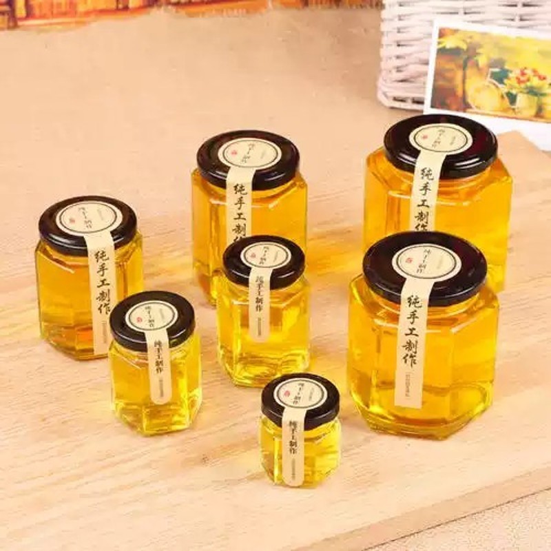 包邮食品玻璃瓶包装瓶蜂蜜瓶辣椒酱瓶带盖果酱纯手工制作标签罐头