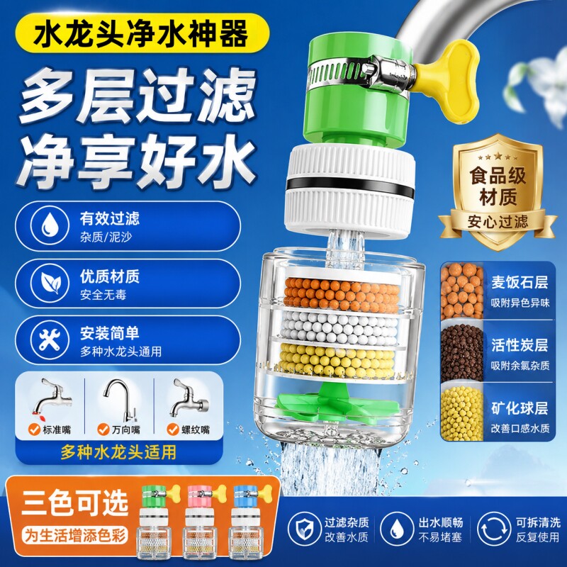 水龙头延伸过滤器通用防溅嘴厨房净水神器家用自来水通用净化花洒
