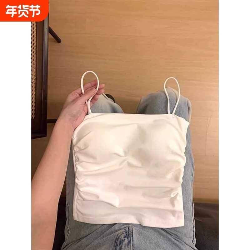 夏季白色纯欲风带胸垫小吊带背心女美背内搭外穿独特精致绝美上衣,女装/女士精品,背心吊带,淘宝优惠券,粉丝福利购,淘宝优惠卷
