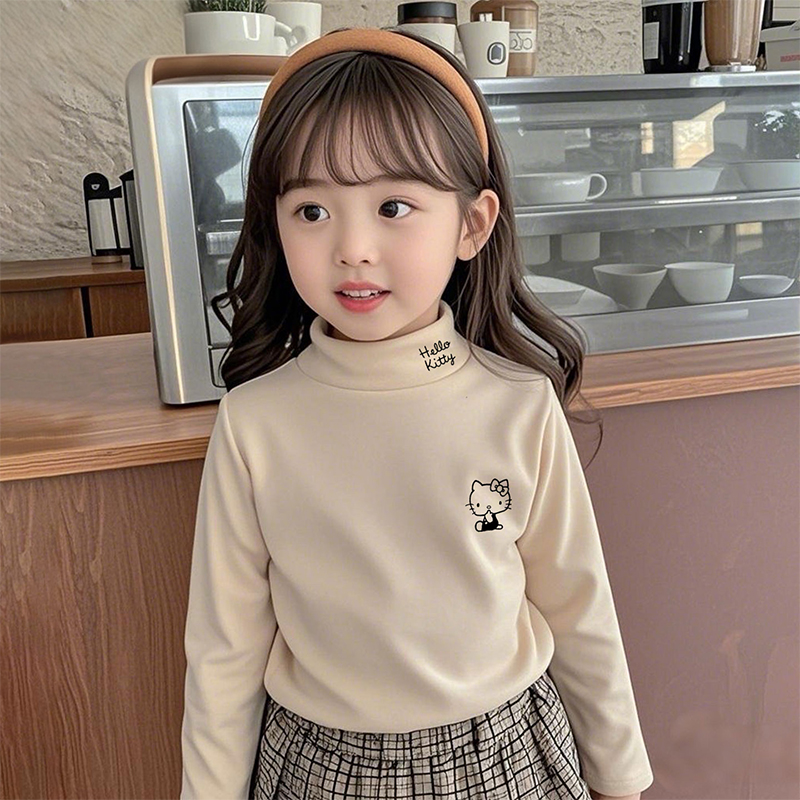 女童半高领德绒打底衫春秋冬2025新款中大儿童装内搭保暖长袖上衣