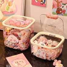 儿童发饰收纳盒女孩桌面发圈头绳皮筋饰品大容量首饰盒子带盖方形