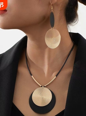 欧美夏日锁骨链套装高级感三件套项链首饰时尚赠女友个性耳环新款