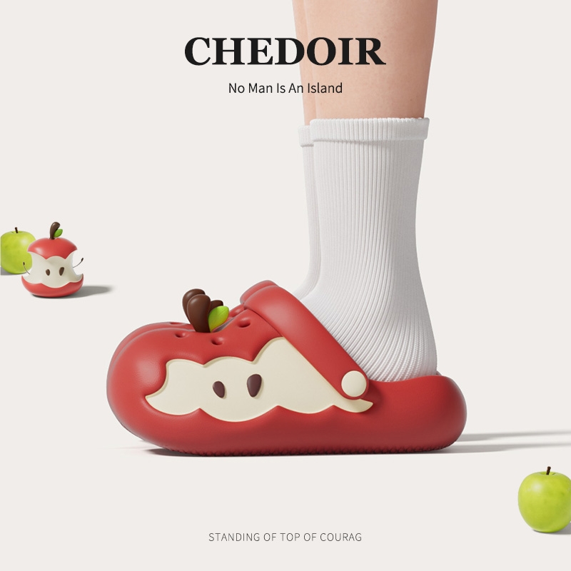 CHEDOIR苹果洞洞鞋女夏季外穿沙滩网红凉拖鞋eva防滑居家儿童亲子