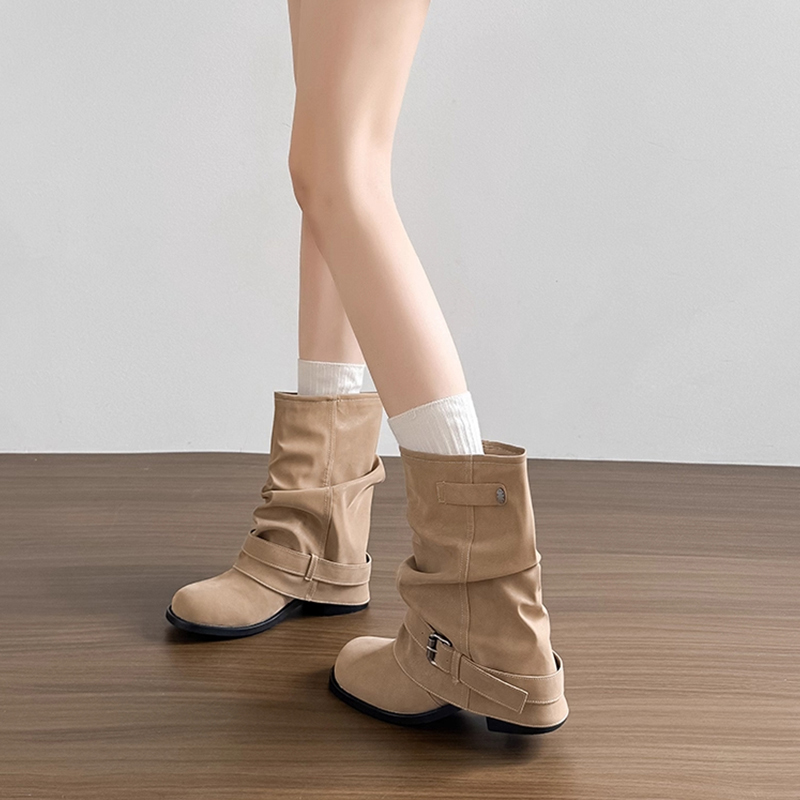 卡竹短筒内增高靴棕色