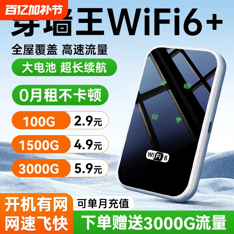 智能wifi移动无线wifl6便携式免插卡2026新款路由器全国通用流量wi-fi车载宽带4g高速网络智能上网卡车载wifi