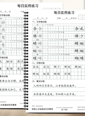 人教版小学语文写字表生字同步练习笔顺练字贴描红本习字格+方格+章法练习一二三四五六年级
