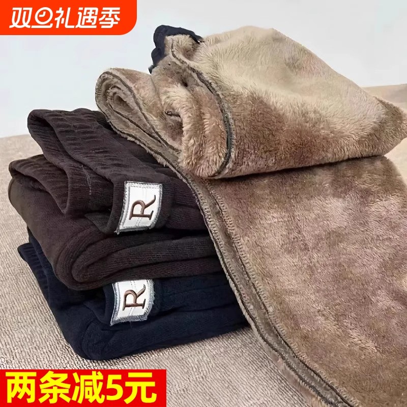 中年妈妈裤秋冬女中老年人春秋哈伦裤冬款长裤加绒直筒裤加厚绒