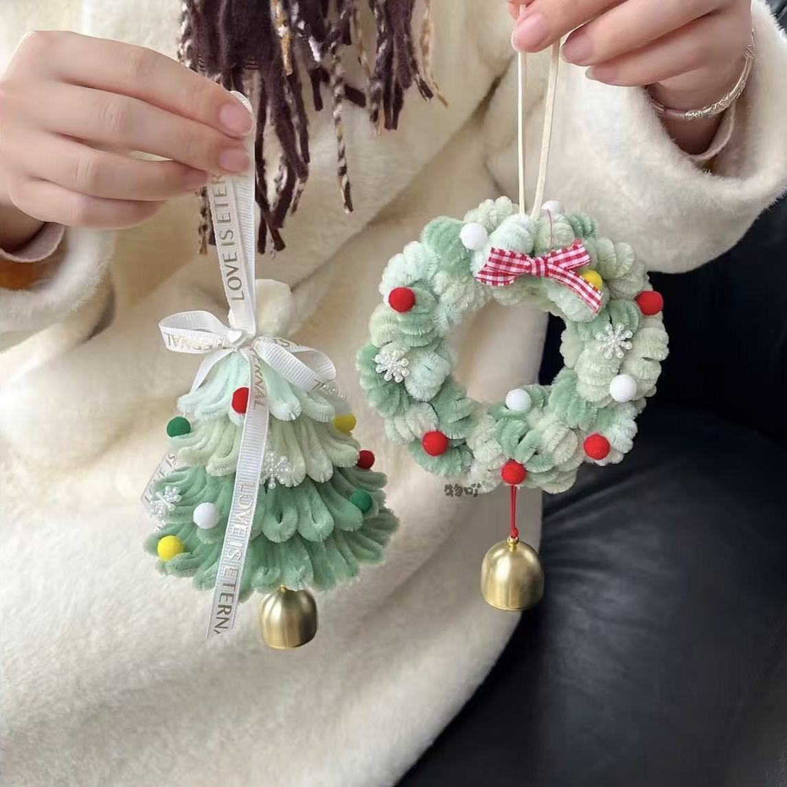 创意可爱扭扭棒圣诞树扭扭棒花环手工diy材料包新年装饰礼物春节