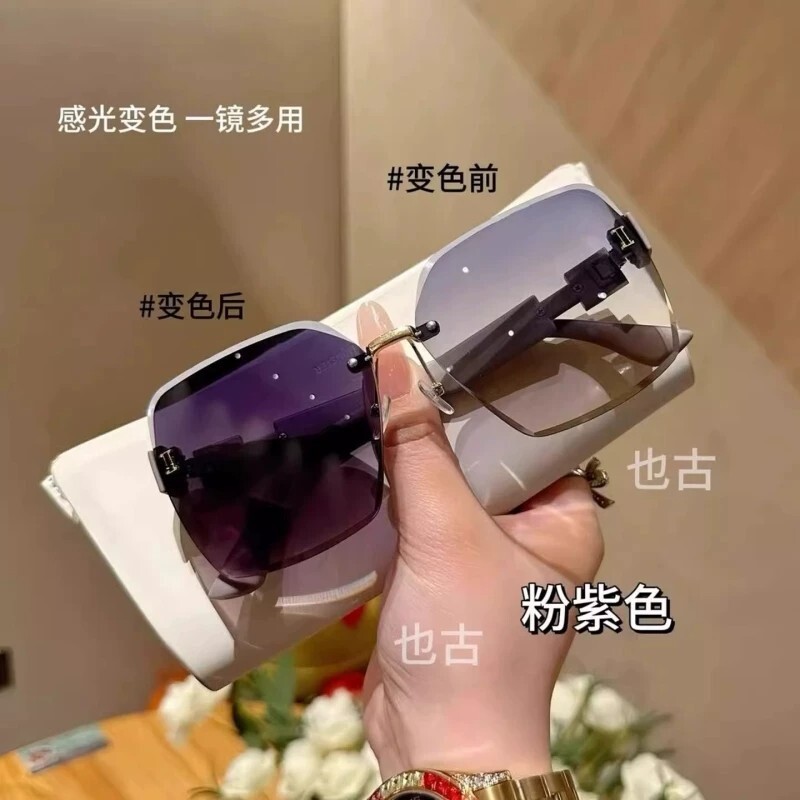 也古变色墨镜女款爆款2026新款防紫外线防晒镜太阳眼镜偏光感光