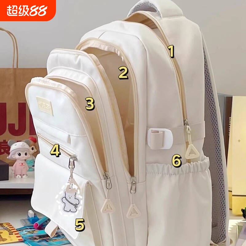 高颜值日系初中大容量书包女高中生大学生双肩包简约百搭电脑背包