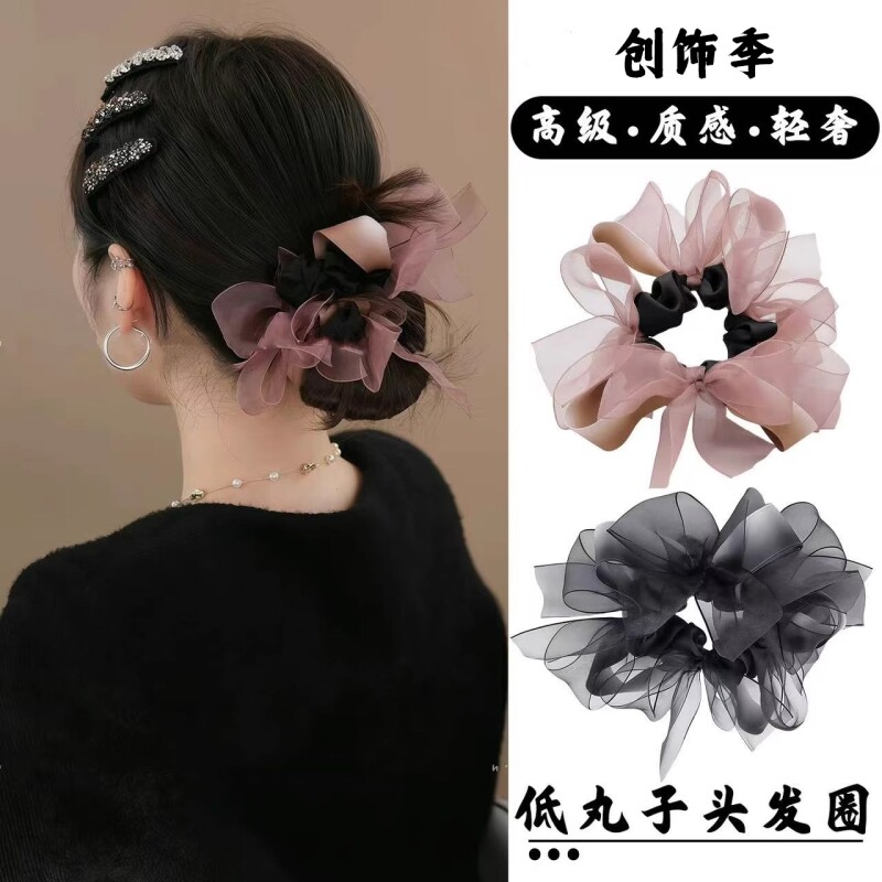 许我耀眼许妍同款发圈轻职风发绳民族风法式头饰蝴蝶结丸子头韩系